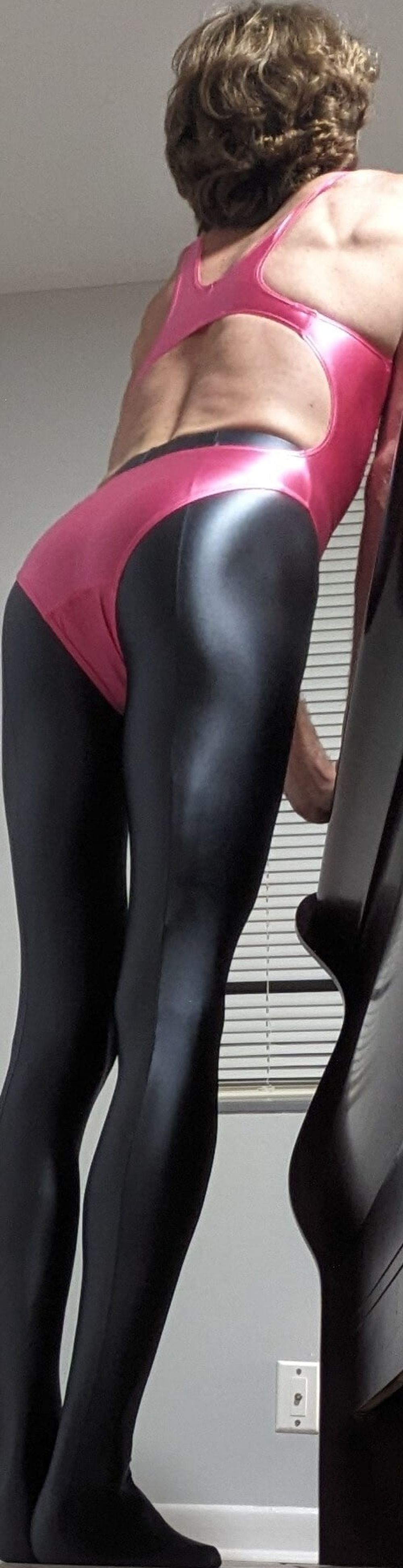 Shiny LeoHex tights one-piece hot pink swimsuit #8