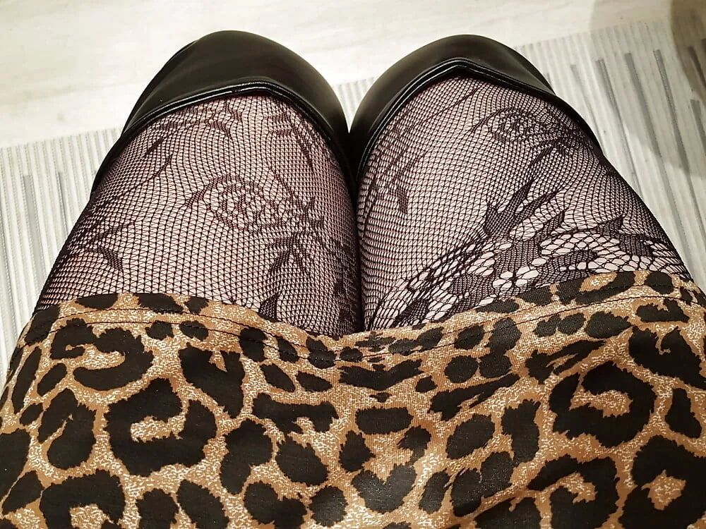 Lepard outfit with black boots and lingerie #2