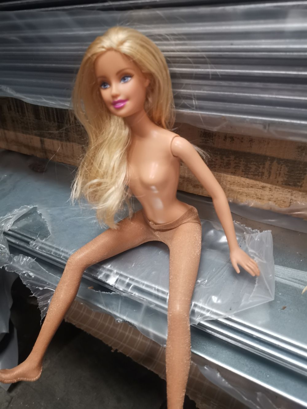 Sexy Barbie doll pantyhose at work  #8