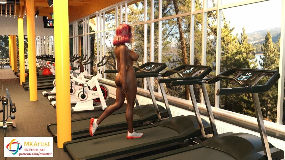 Ebony Girl Pam in Fitness-Studio