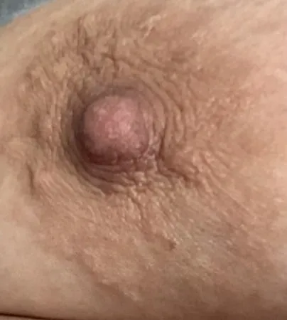 anatomy of a big brown bbw nipple close up and natural         