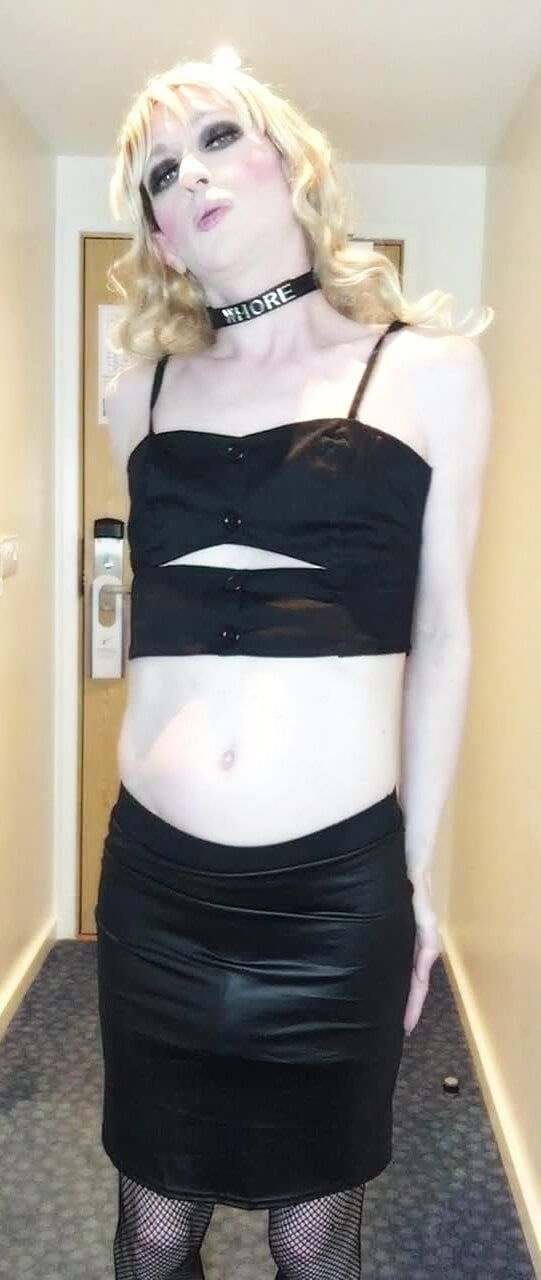 Sissy Crossdresser In Black Slut Outfit Posing  #55