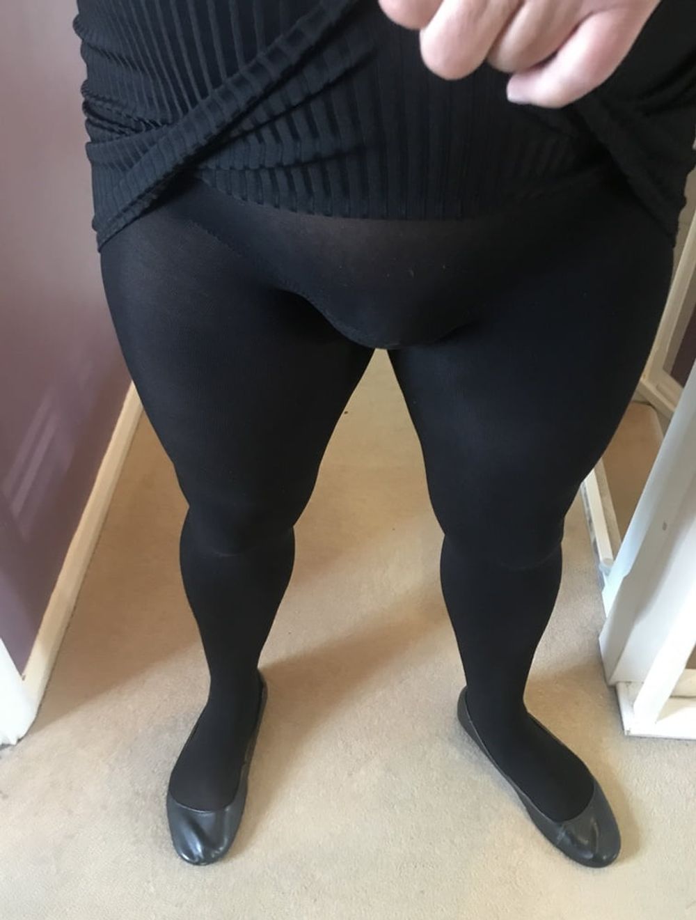 Black seamless tights & tight short skirt #47