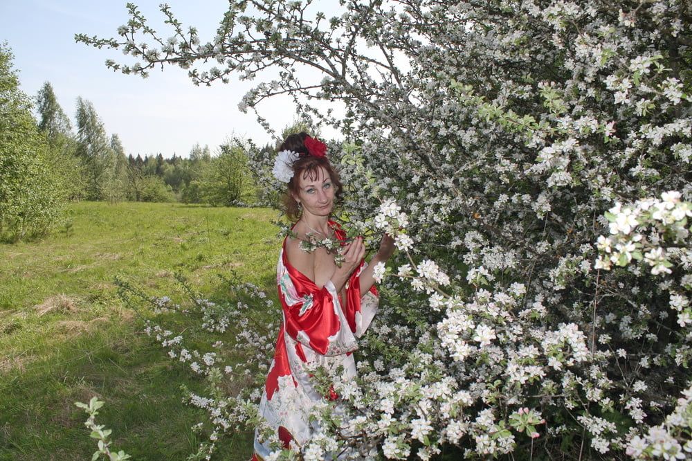 White Flowers Red Dress #24