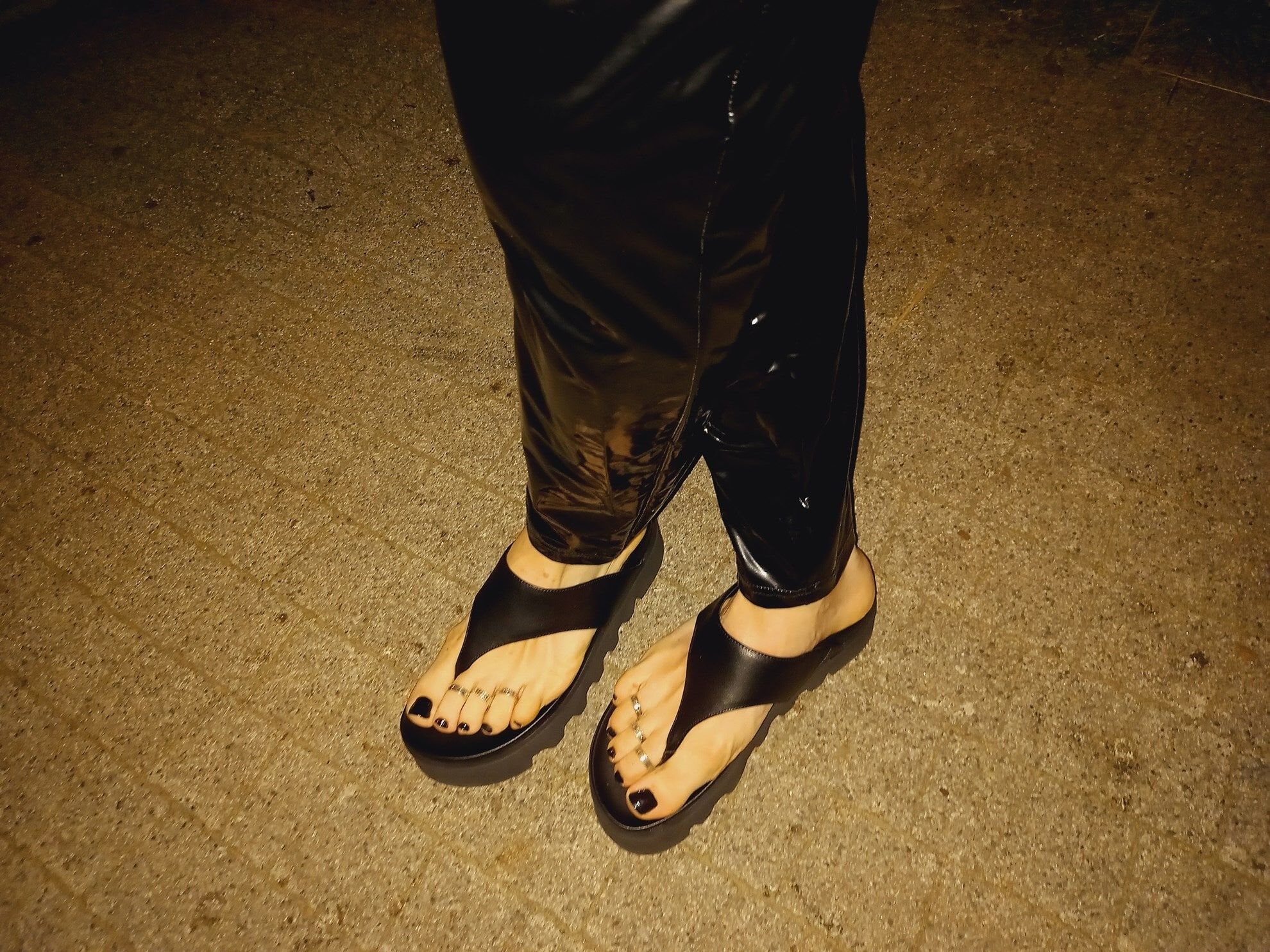 platform flip flops and latex pants #6