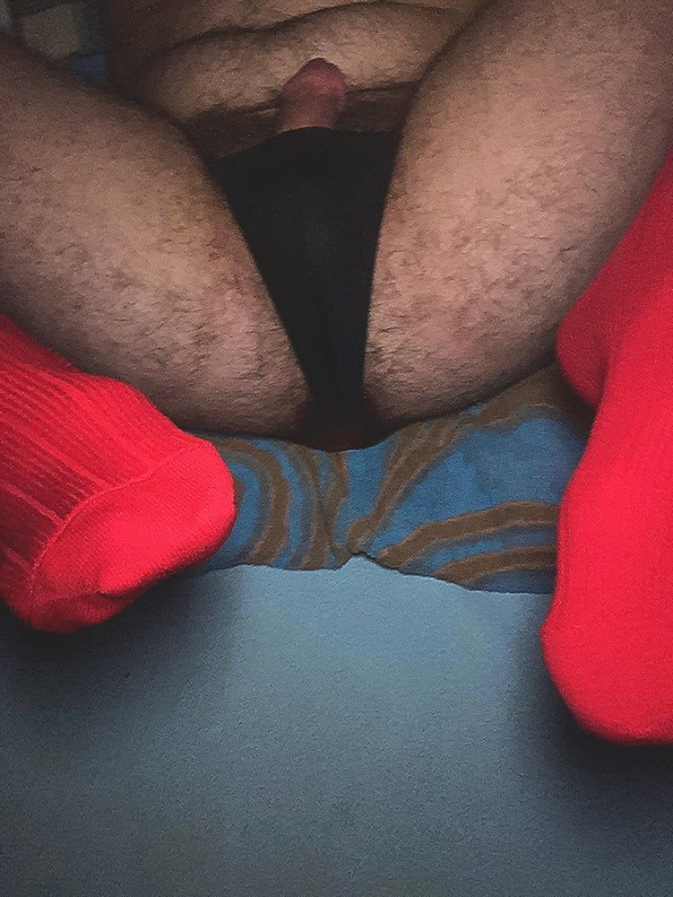 Big hairy ass in red knee socks 
