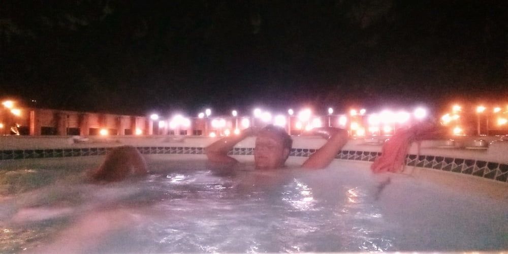 Nighttime hot tub fun #12