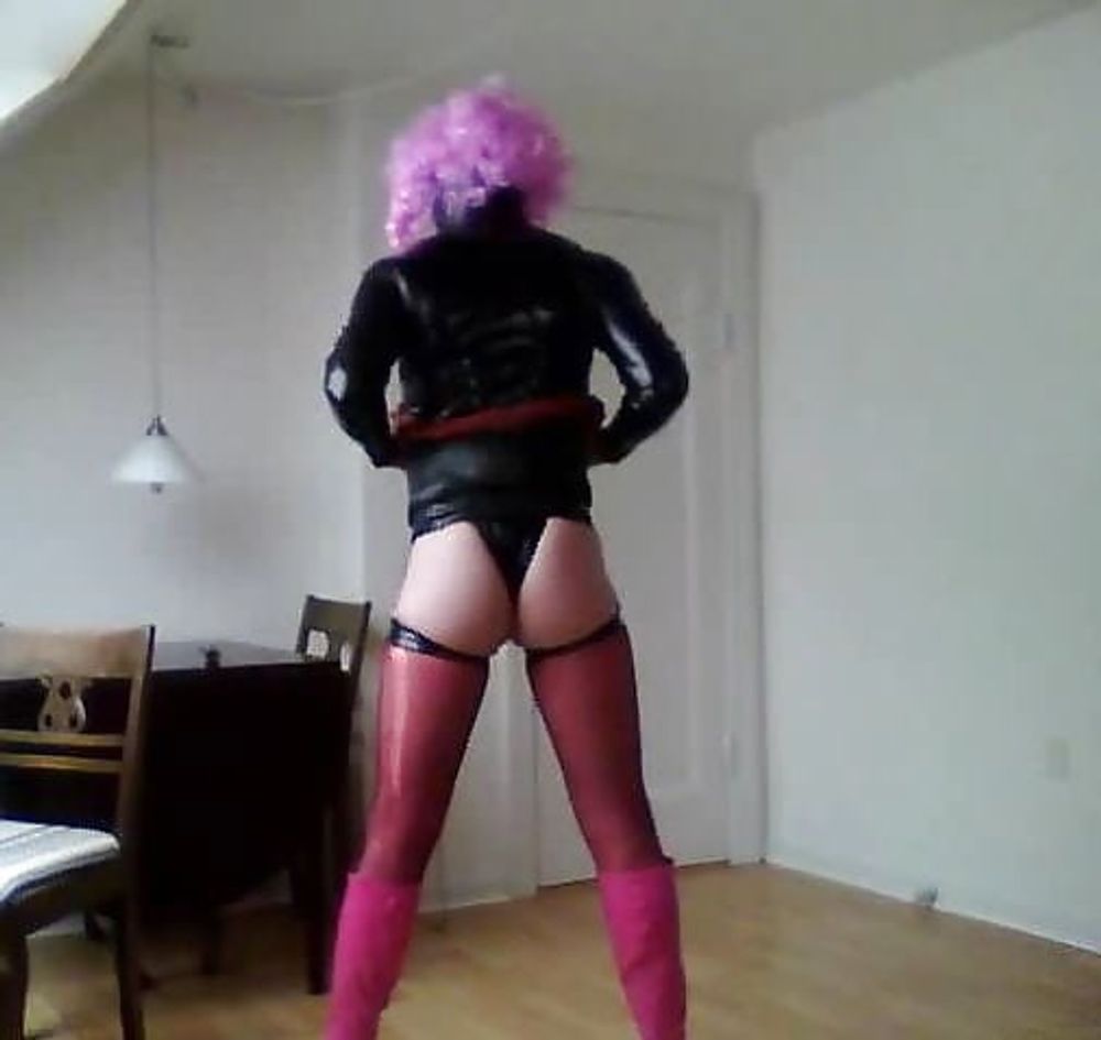 Latex and leather crossdresser #8