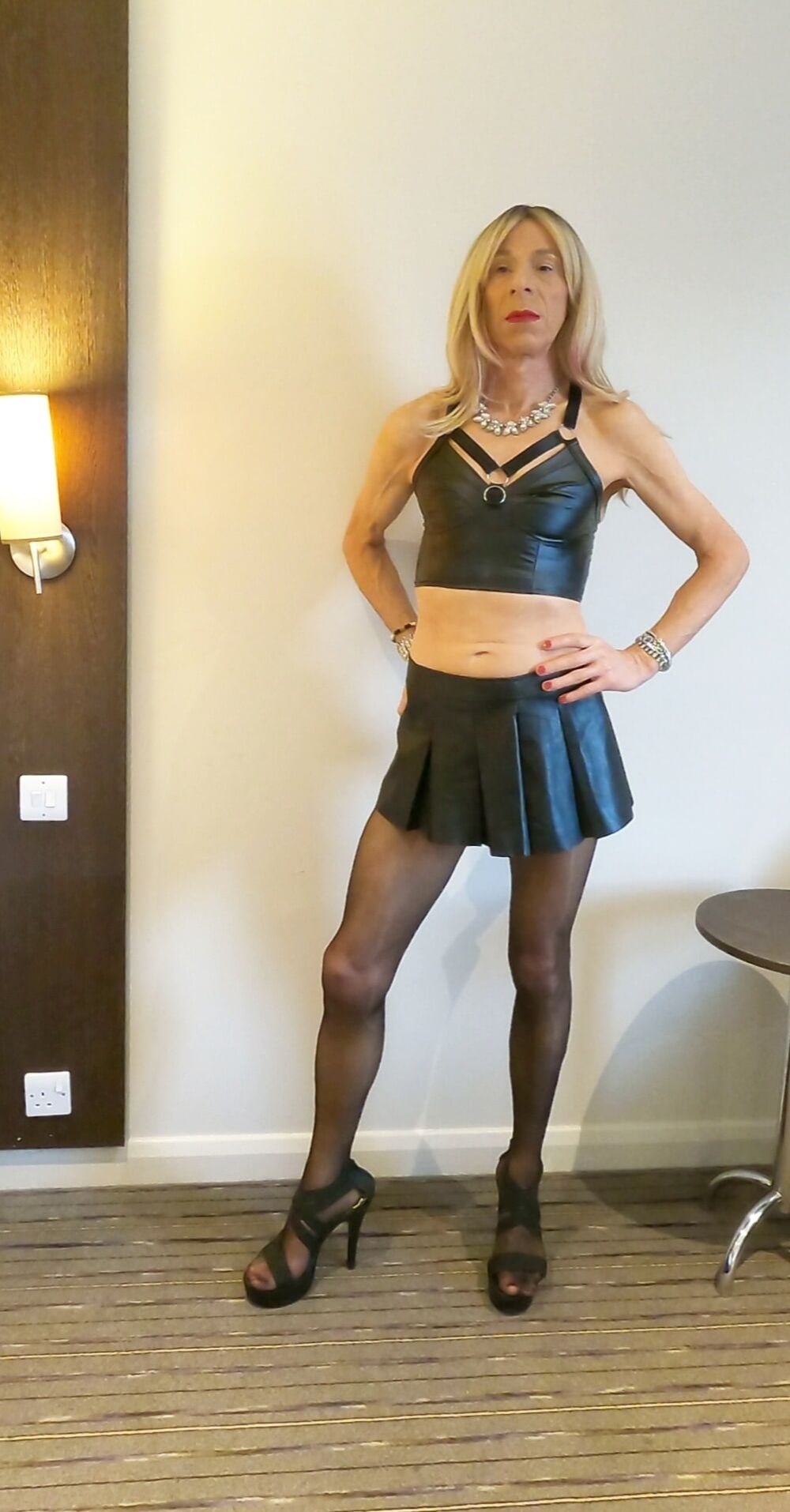 151 Alessia Travestita - Black Leather Miniskirt #42