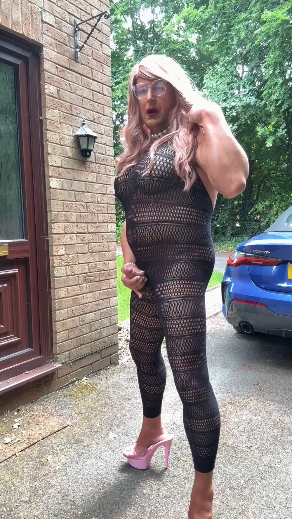 Sexy Crossdresser kellycd2022 in sexy black fishnet catsuit  #43