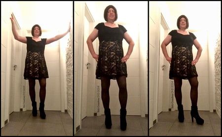 Nicki-Crossdress sexy Minikleid mit Spitze &amp; Strumpfhose 