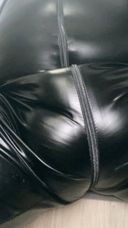 pumped cock in shiny pants