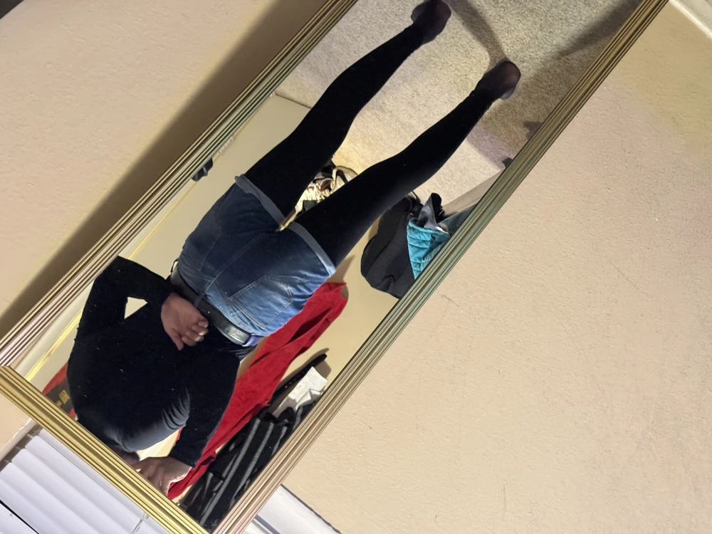 Leggings under denim shorts  #4