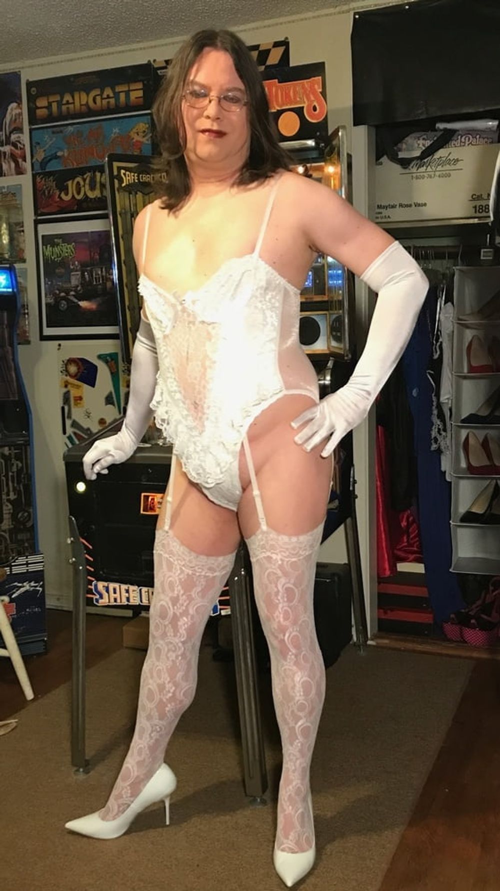 Joanie - Vintage Frederick&#039;s Lace Teddy and Stockings #8