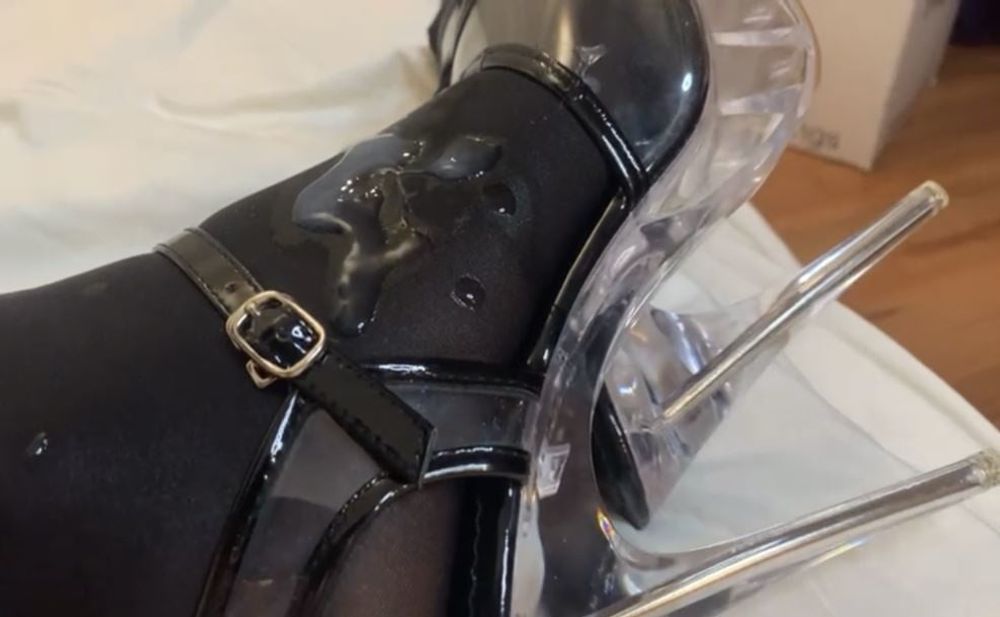 Cum on Transparent High Heel Sandals