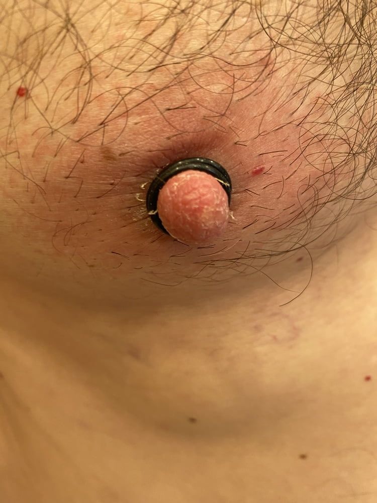 Nipple stretching with orings  #4