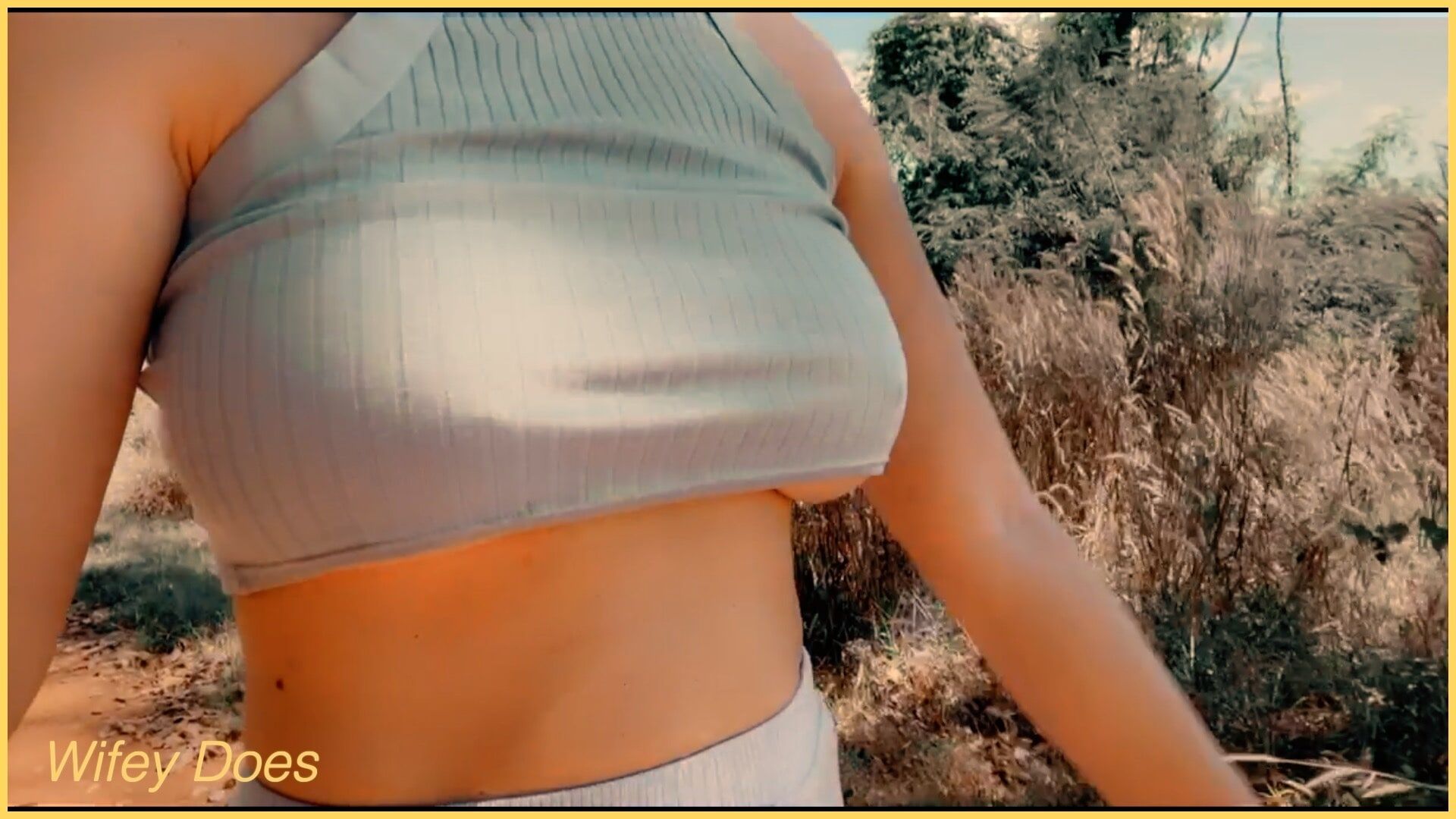 Wifey heads on hike braless and no panties #5