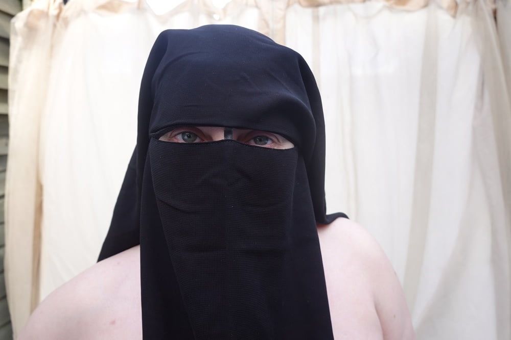 Nude in Niqab in ankle boots #35