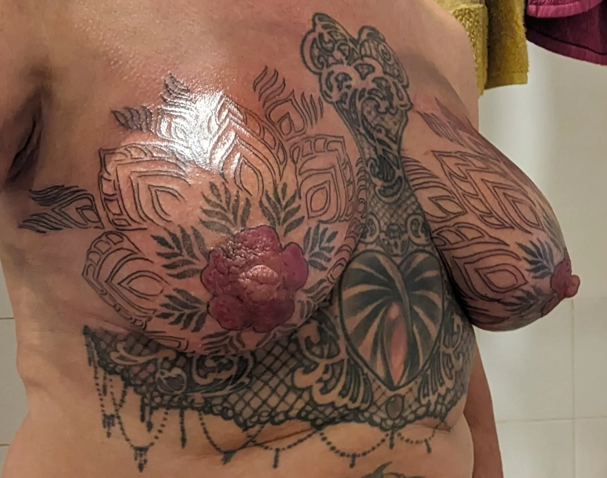 New boob tattoos session 2