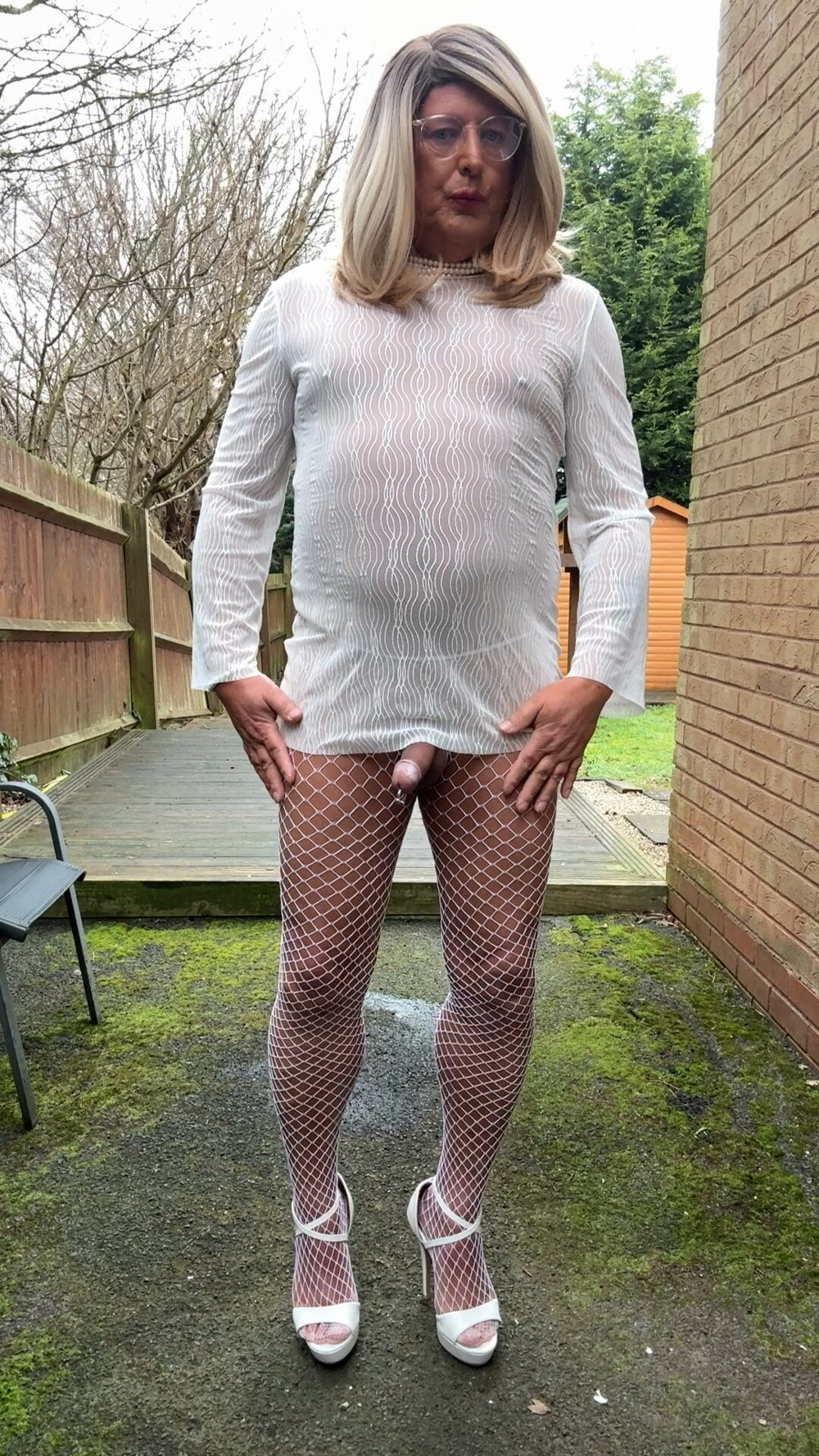 Sexy Crossdresser kellycd2022 in white fishnets fishnets #18