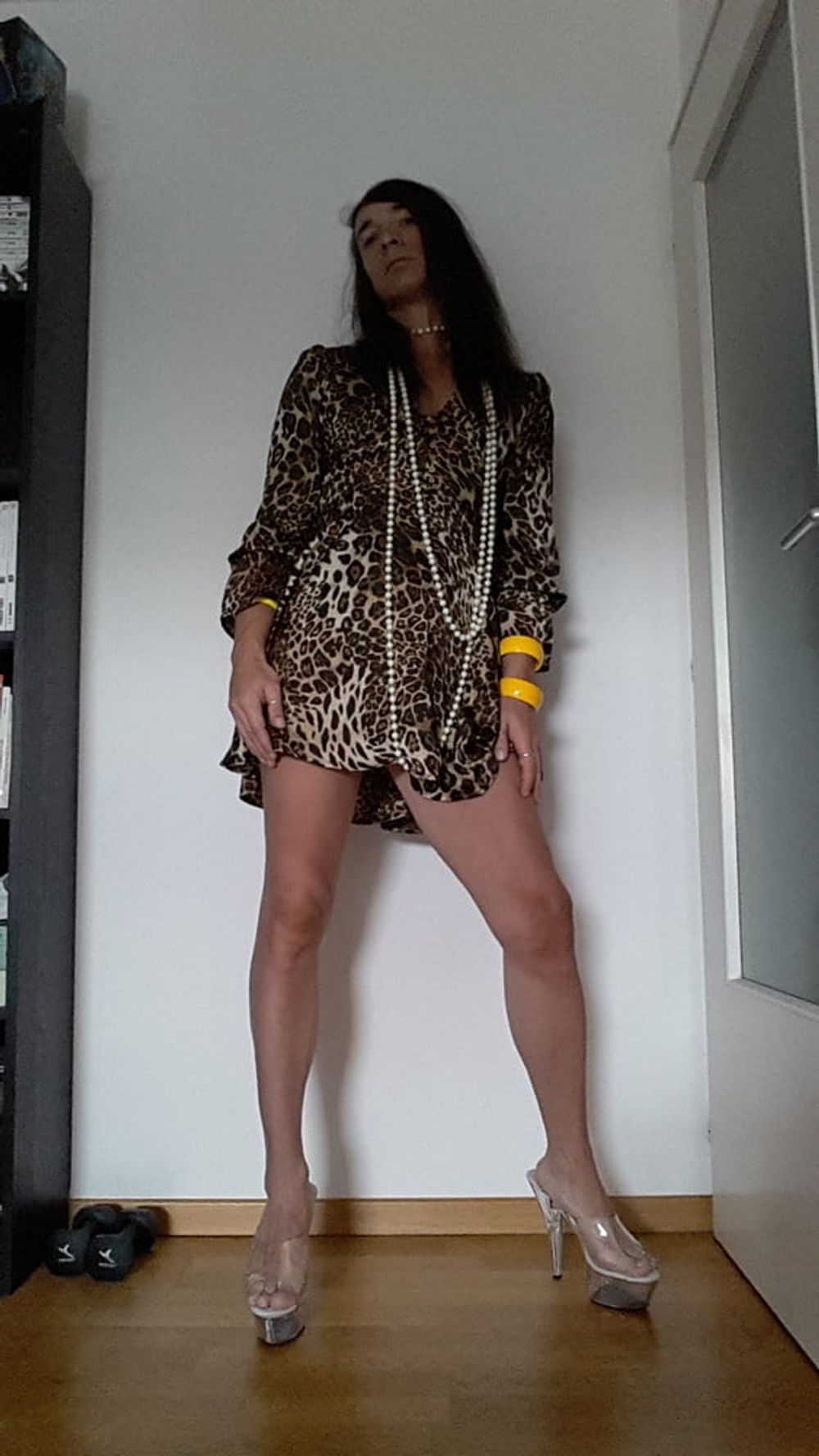 Tygra in her new leopard dress. #2