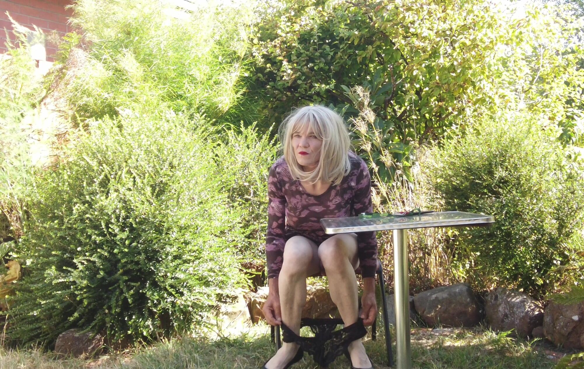 Crossdress - Enjoying morning Sun in Garden #5