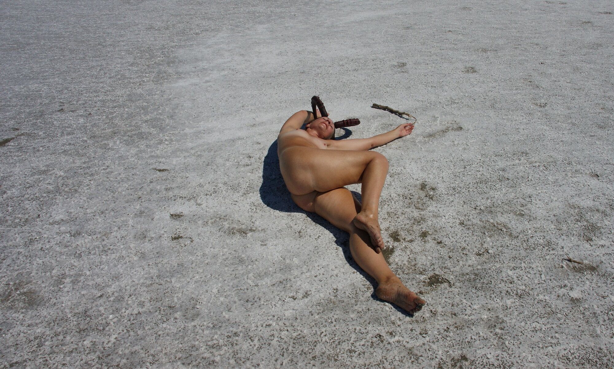 Lying naked on the salt of the saltlake Elton - Russia #50