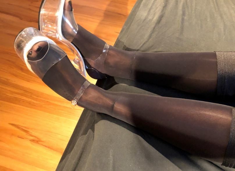 Boots, Clear Heels and Spandex Leggings #21