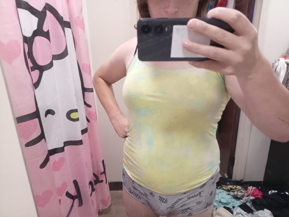 Me in a green tank top and grey panties  #3