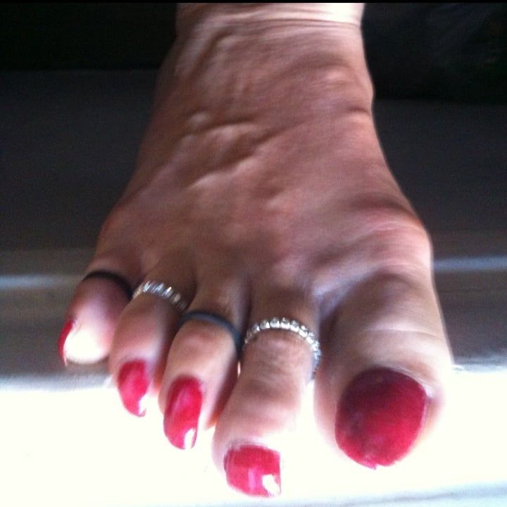 red toenails mix (older, dirty, toe ring, sandals mixed). #60
