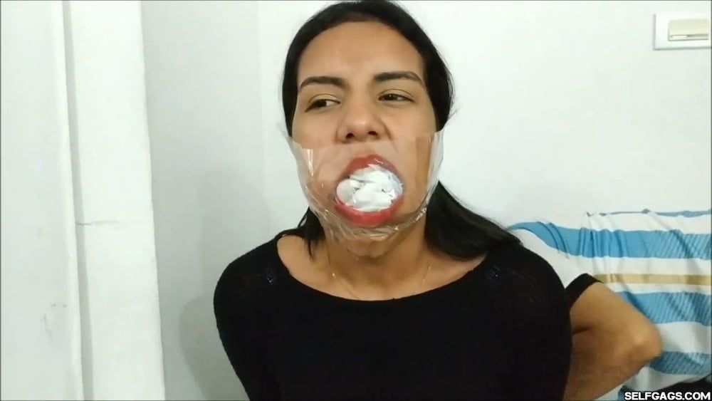 Gagged With 10 Socks And Clear Tape Gag - Selfgags #21