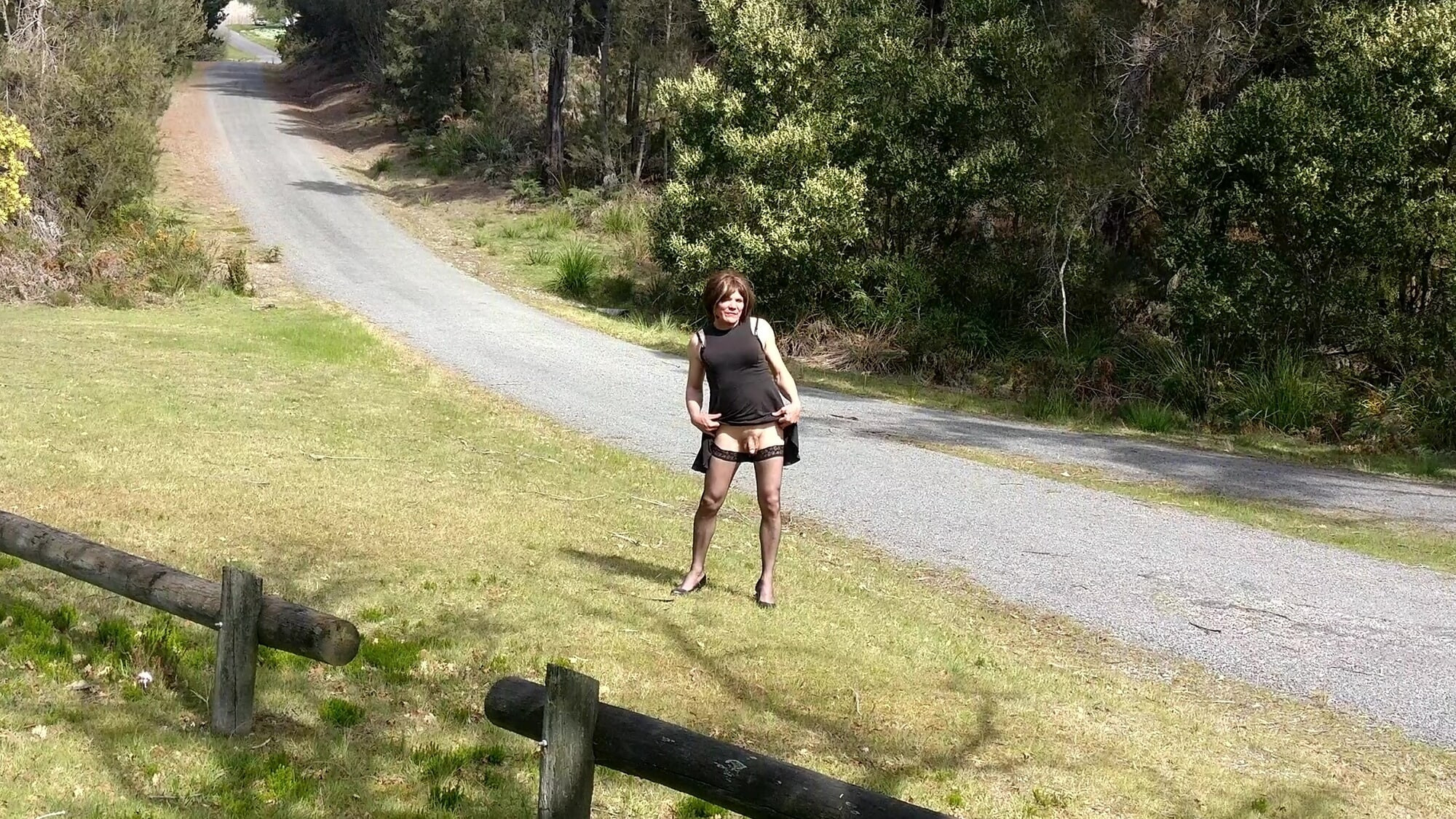 Crossdress Roadtrip - Roadside park stop