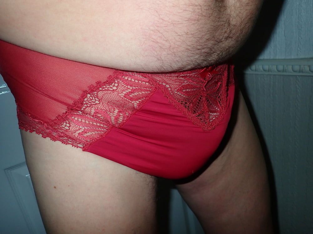 close up cock and me in my wifes panties #14