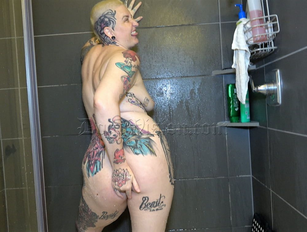 Inked Slut Yena Zeau Masturbate in the Shower  #7