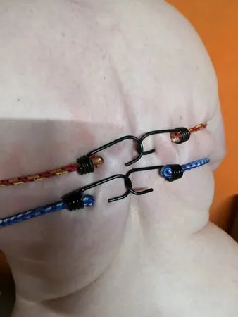 tits bound with rubber rope         