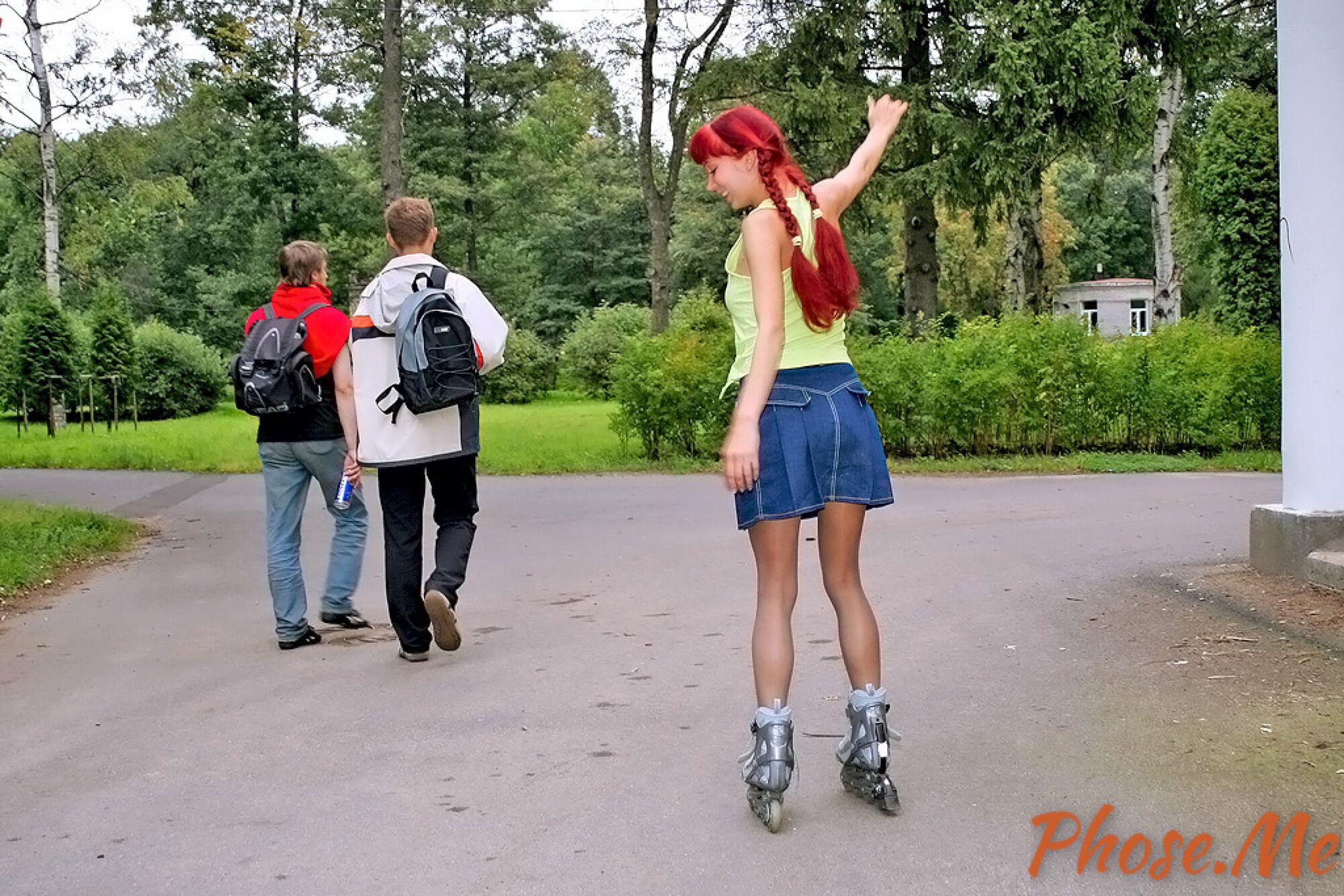 Redhead On Rollerblades Wearing Pantyhose #34