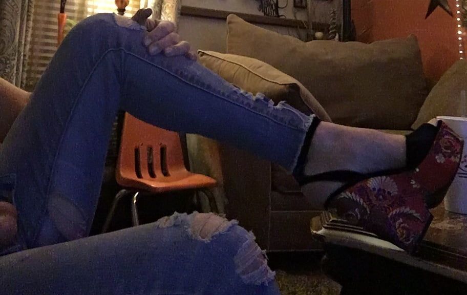 Amateur sissy gay boy trying on new heels and jeans #2