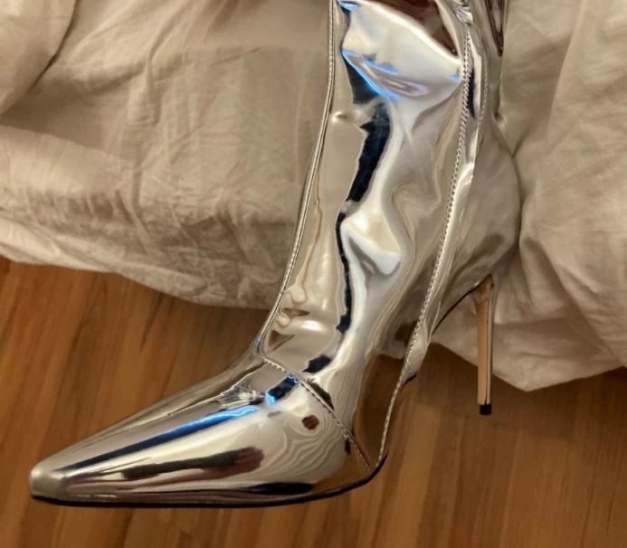 Silver High Heel Patent Boots #16