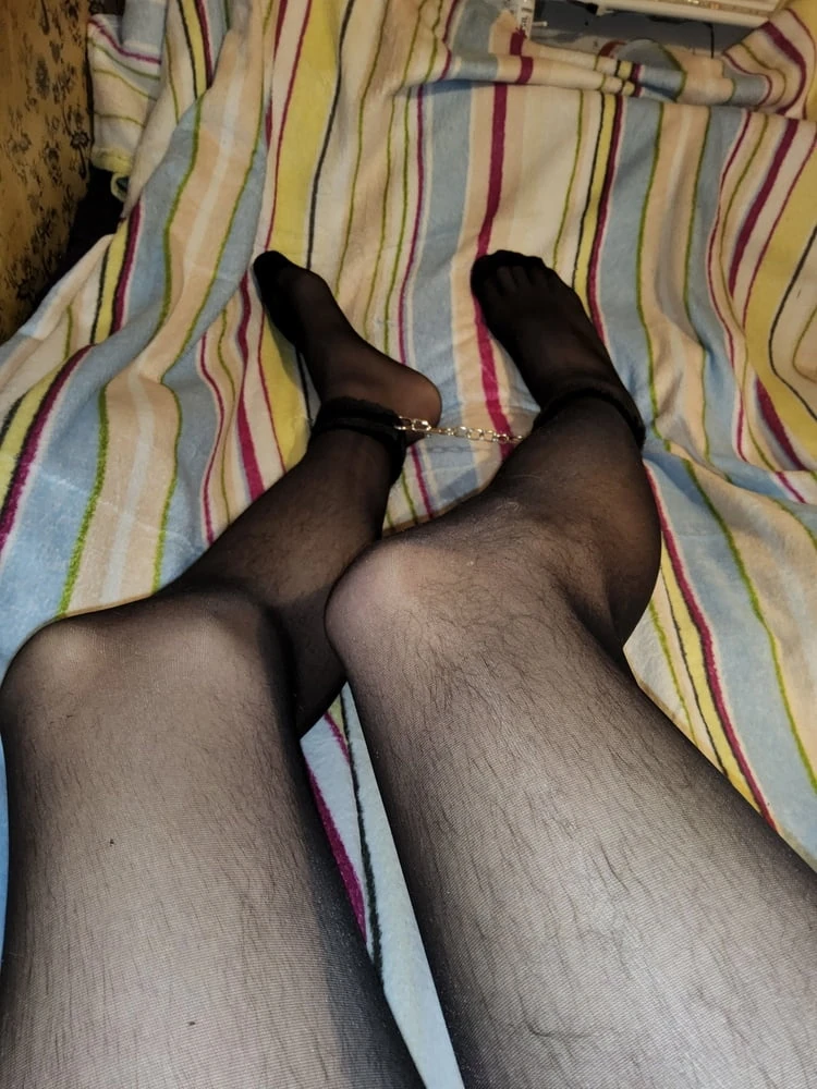 Me in black pantyhose and cuffs #2