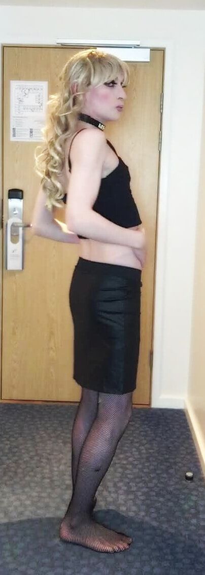 Sissy Crossdresser In Black Slut Outfit Posing  #22