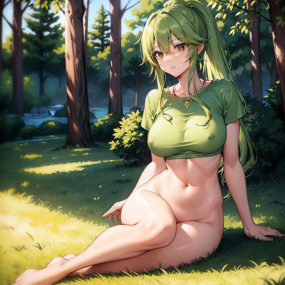Hentai anime, hot girl with long green hair sends nudes #34