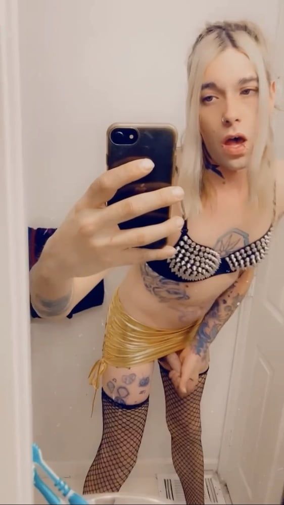Sexy Gold Miniskirt Slut #22