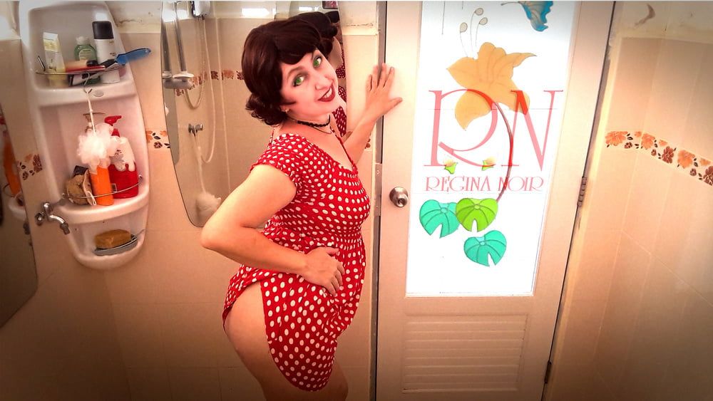 Pinup babe has no panties in front of mirror Retro Vintage N #2