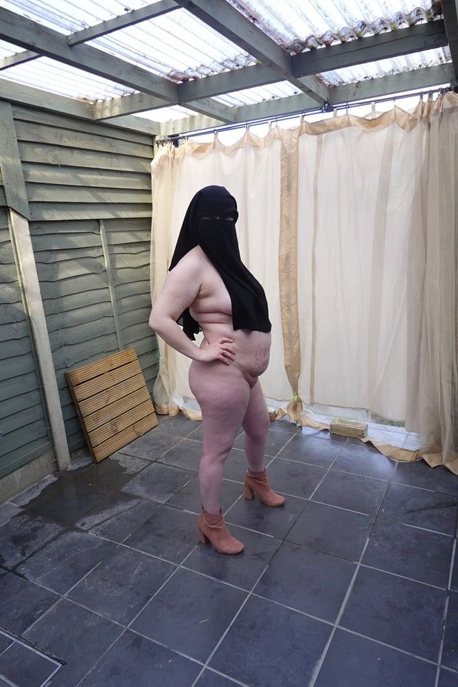 Nude in Niqab in ankle boots #6