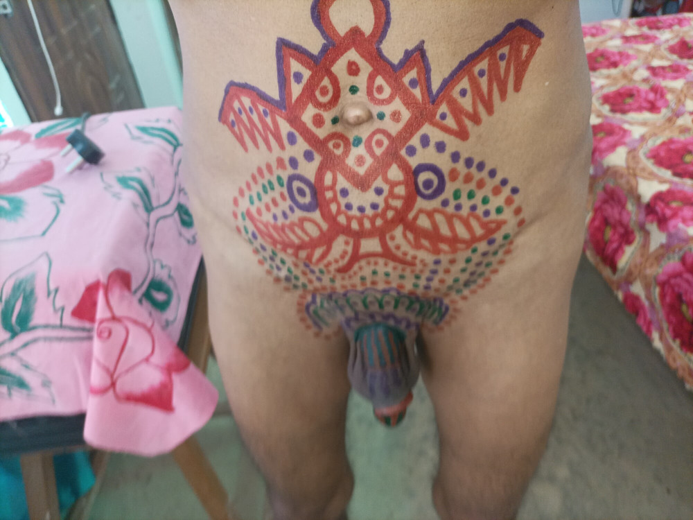 Sissy belly tattoo and coloured cock #18