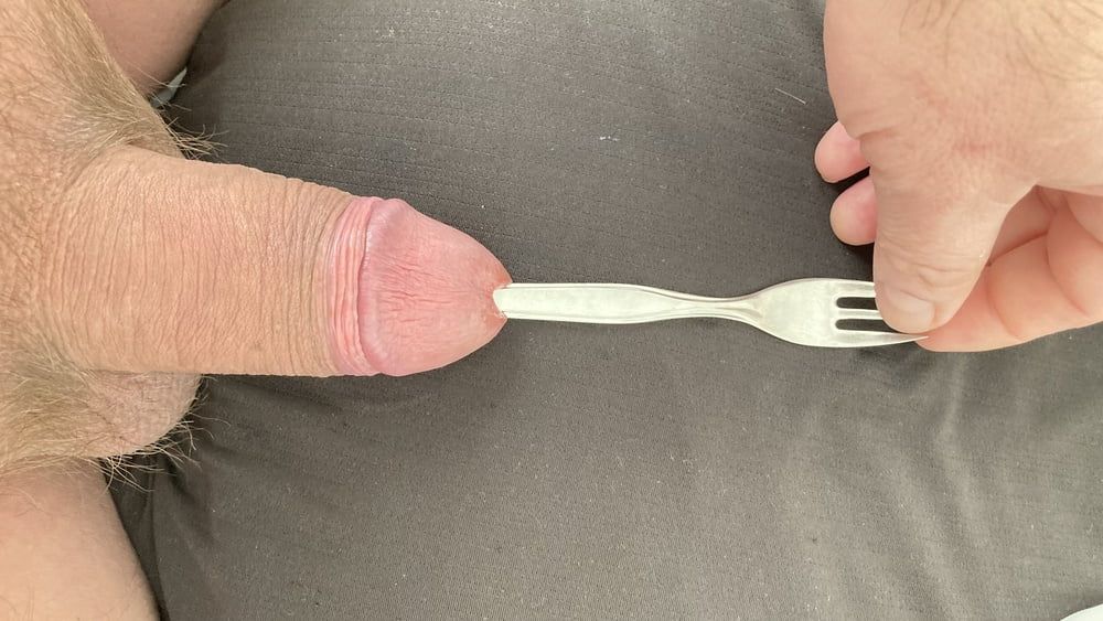 Fork + paintbrush urethral cock stuffing #5