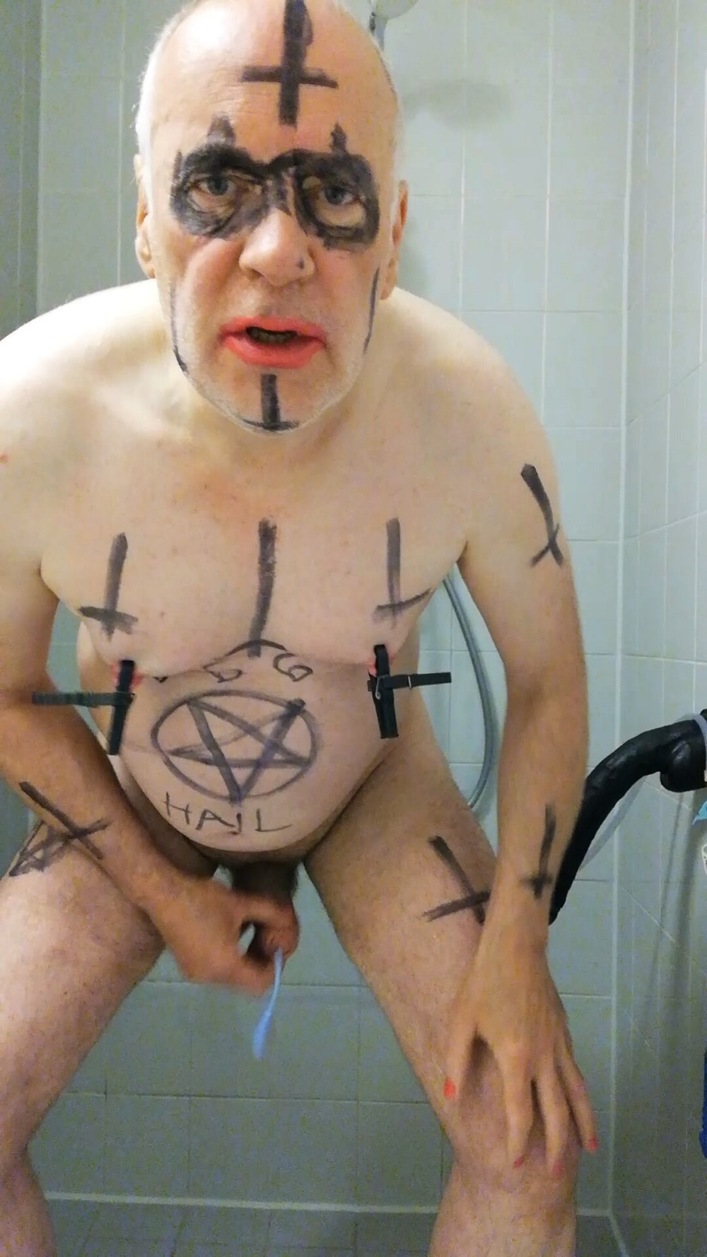 Satan slave takes a delicious urine enema #28