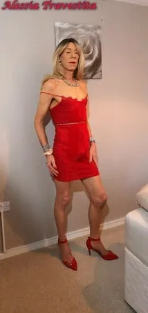    alessia travestita in red velvet dress         