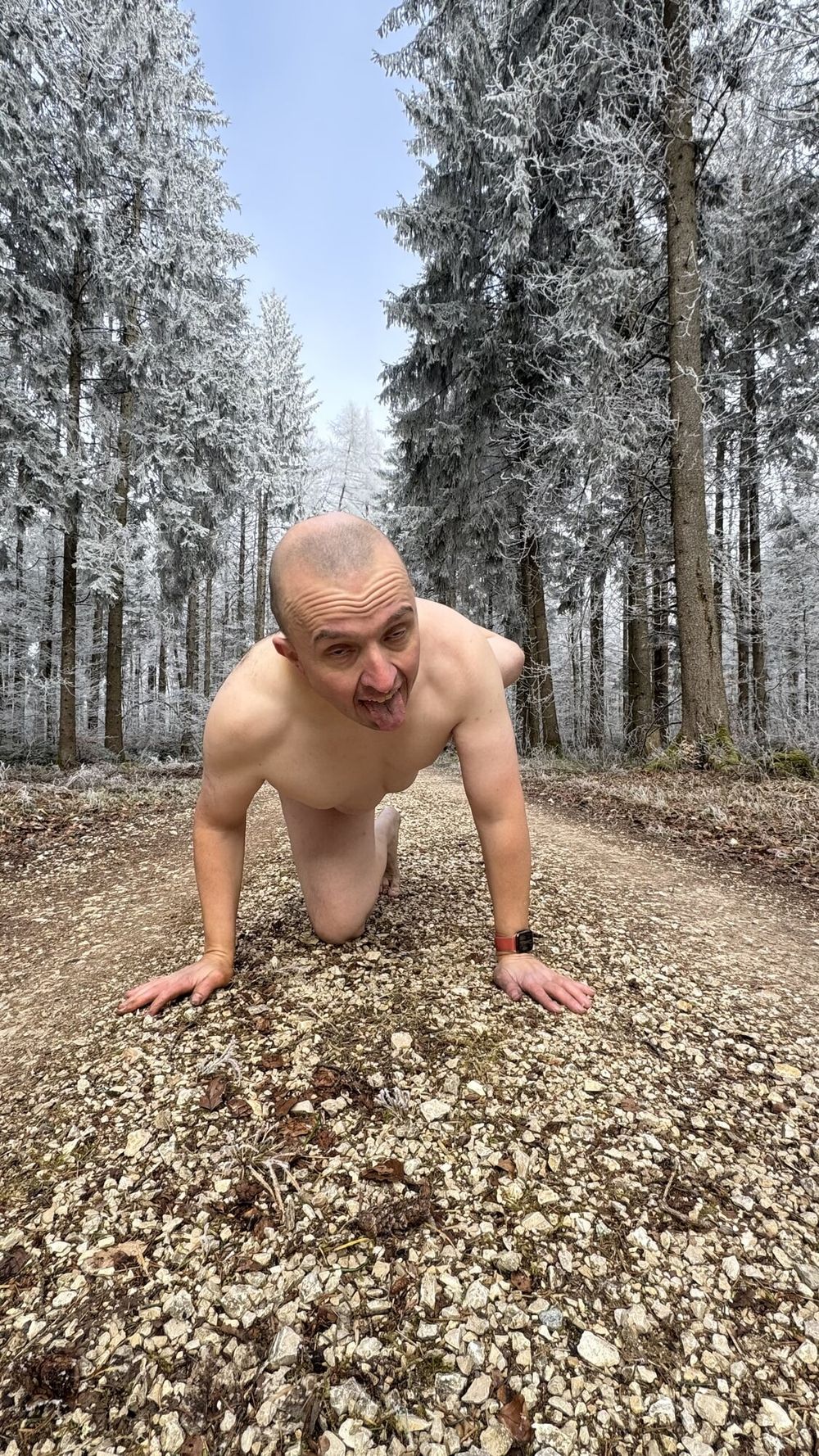 the faggot Christoph naked in the forest #11