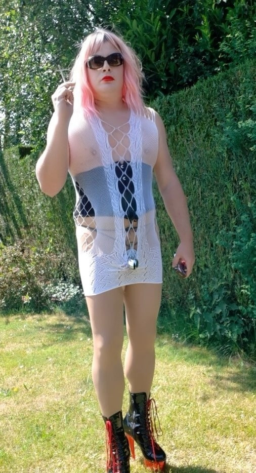 Smoking caged with natural tits #12